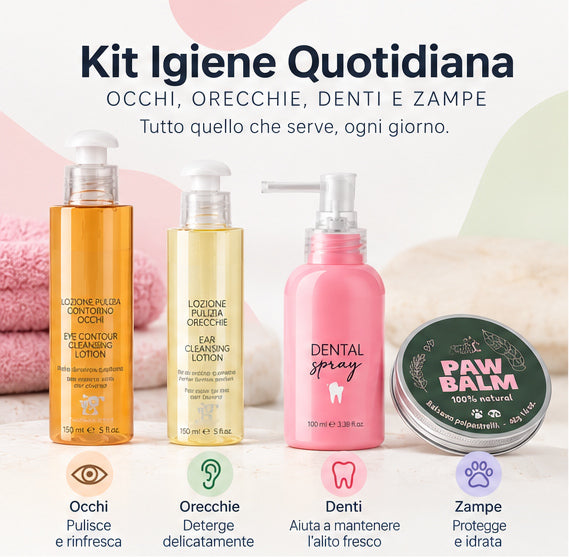 Kit Igiene Quotidiana – Occhi, Orecchie, Denti e Zampe